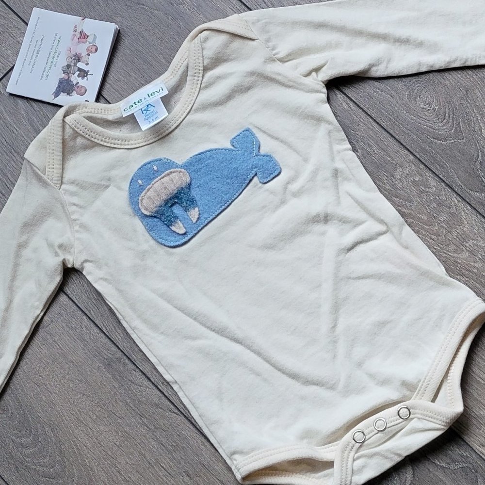CATE & LEVI Organic Onesie - Baby - Made in Canada NEW NWT 3-6mo Walrus